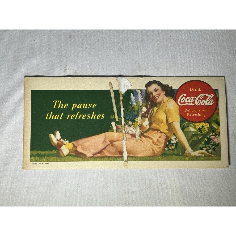 Vintage 1941 Coca Cola Blotter Advertising The Pause Coke Soda Advertising
